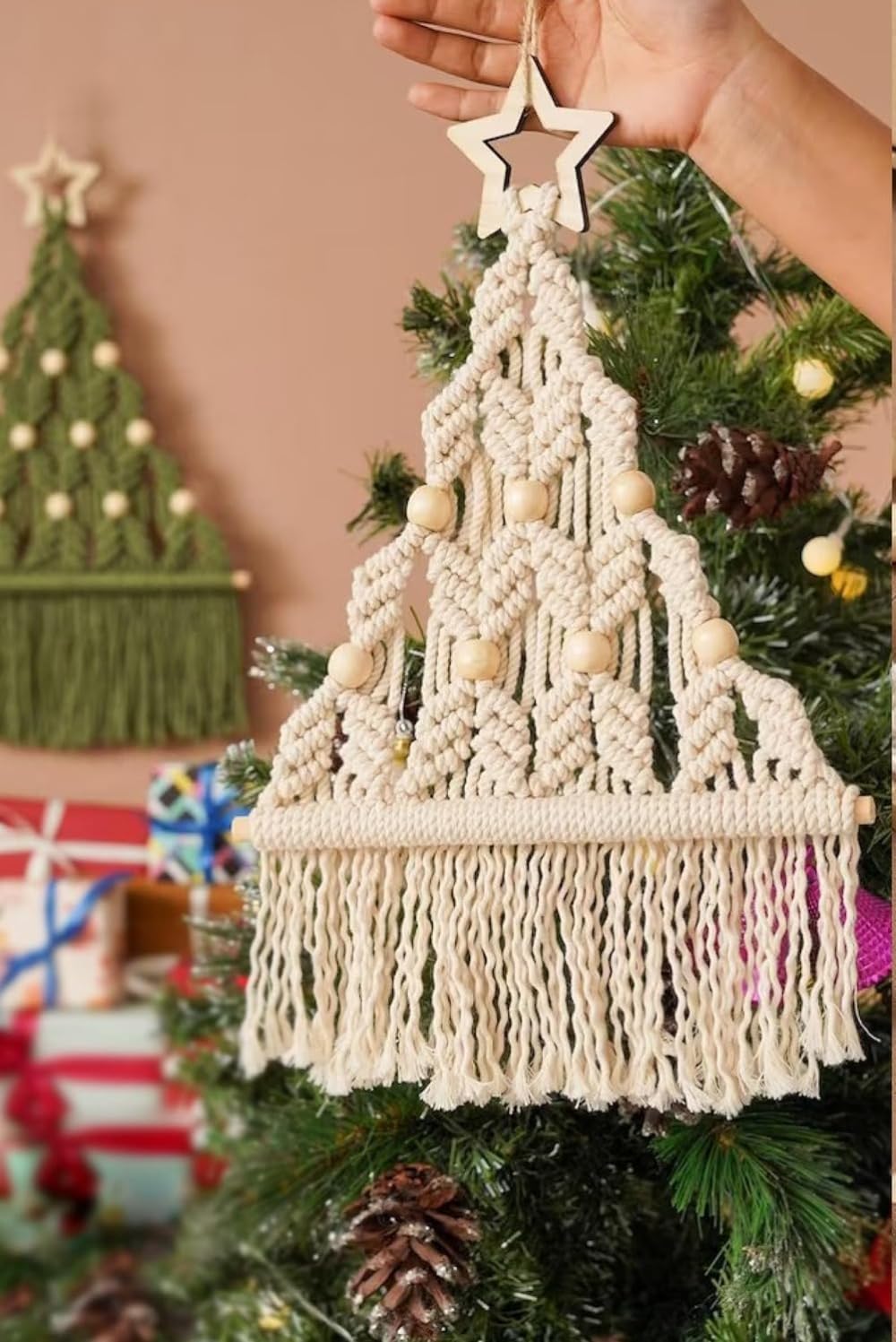 Amazon | マクラメ クリスマス ツリー タペストリー - 壁掛け